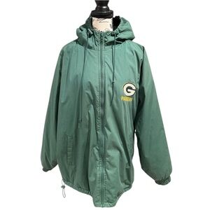 Vintage 90’s Green Bay Packers Fleece Lined Hooded Full Zip Thick Jacket - Large